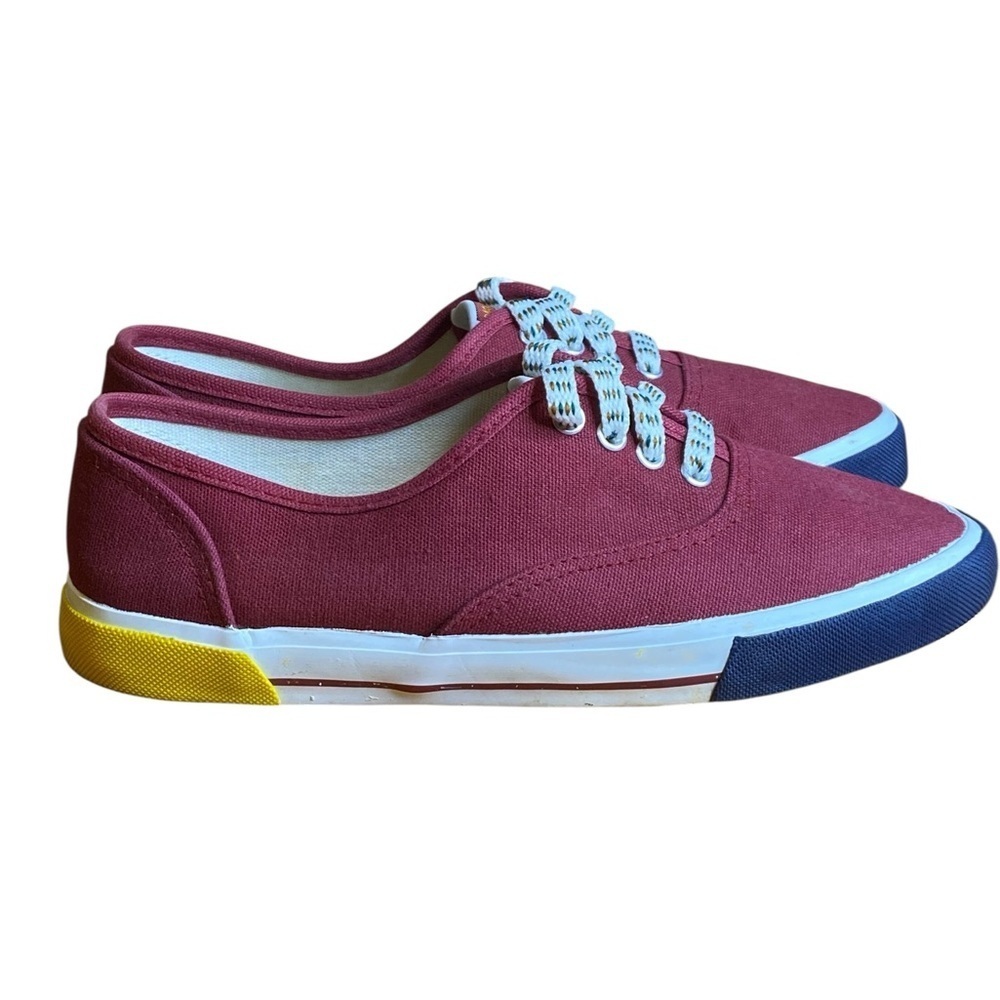 Paolo Gucci 90’s Vintage Maroon Canvas sneakers Women’s Size 7.5 - Picture 2 of 12
